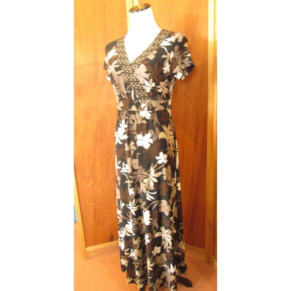 Vintage Croft & Barrow Maxi BOHO V-Neck A-Line Skirt Cocktails/Office Dress S - Picture 2 of 6